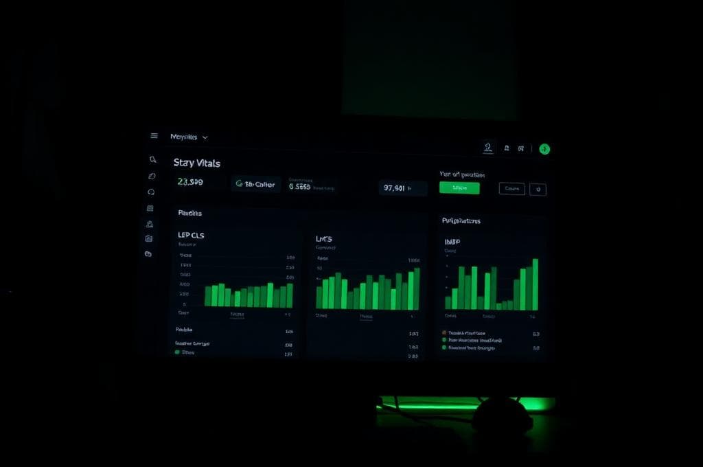 Core Web Vitals dashboard showing green performance scores