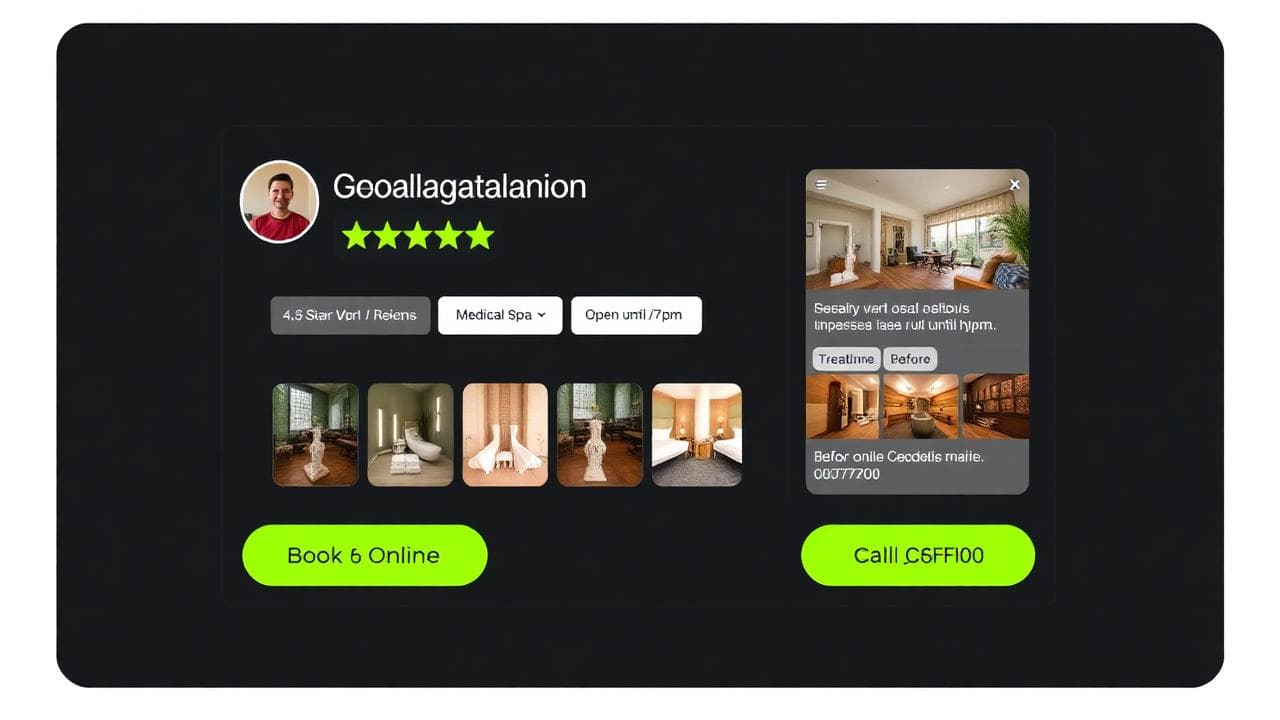 Fully optimised medical spa Google Business Profile with Book Online button and treatment photo carousel