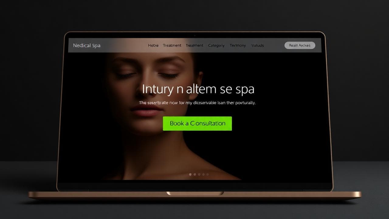 Luxury medical spa website hero section with before/after imagery and a single Book a Consultation CTA