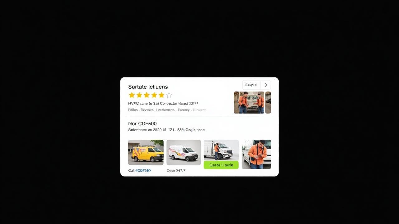 Fully optimised HVAC company Google Business Profile showing 24/7 hours, reviews and Get Quote button